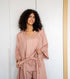 Women summer 3 piece pajama set  Rose Top +kimono & short